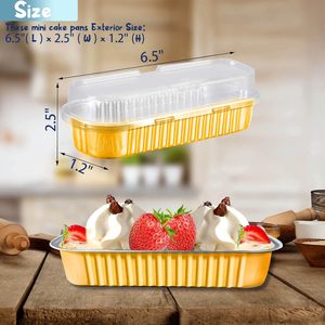 Molde para hornear cupcakes C200 de 200 ml, apto para microondas, desechable, de aluminio, colorido, con tapas, para hornear pan y mini pasteles. - Product Image 3