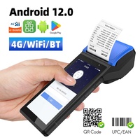 Lecteur de codes-barres multifonctionnel Mini Mobile POS Handheld Android PDA avec imprimante à papier thermique intégrée et NFC en stock