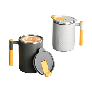 Taza de Viaje Aislada de 450 ml (15 oz), Taza de Café de Acero Inoxidable 304, Libre de BPA, con Asa, Aislamiento al Vacío de Doble Pared, con Tapa - Product Image 4