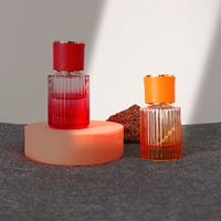 Vaporisateur de parfum de 30ml 50ml 100ml Flacon de parfum vide en verre de forme ronde transparent avec bouchons multicolores