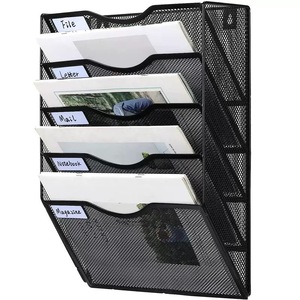 Organisateur de fichiers <span class=keywords><strong>mural</strong></span> en maille à 5 poches, <span class=keywords><strong>porte</strong></span>-documents <span class=keywords><strong>mural</strong></span> pour courrier, papier, dossiers, pour le bureau, la maison, l'école - Product Image 4