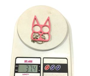 Portable Cute Cat Metal Keyring with Finger Buckle <b>Safety</b> Tool <b>Keychain</b> 2-in-1 Tool - Product Image 6