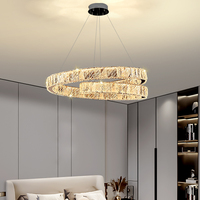 Lustre LED en cristal d'acier inoxydable personnalisé variable 3 couleurs angle de faisceau 180 lampe pendante de barre de table à manger