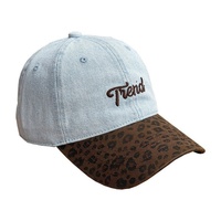 Casquette de baseball unisexe en denim PVC brodé 6 panneaux, style coréen, visière large amincissante, pour couple, danse urbaine, 2026