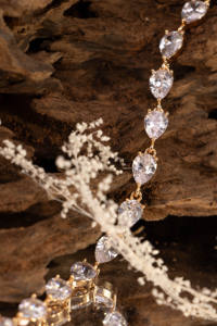 Golden Charm <b>Bracelets</b> with Pear Cut CZ Classic Fashionable Gift Accessories for Brides and Bridesmaids - Product Image 6