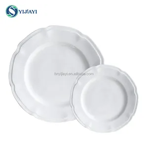JIUWANG vente en gros 1 tonne de céramique blanche ton mélange plats assiettes vaisselle assiettes blancs dore en tonnes en vrac vaisselle
