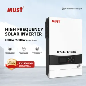 MUST 3 Units Pure Sine Wave Output 4KW 6KW High Frequency Solar Inverter Support Usb Rs485 Monitoring Function