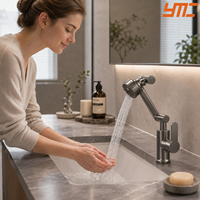 Robinet mélangeur pour lavabo commercial 360° °   Robinet d'eau chaude et froide à bec pivotant pour projets de rénovation de salles de bain d'hôtels et d'appartements