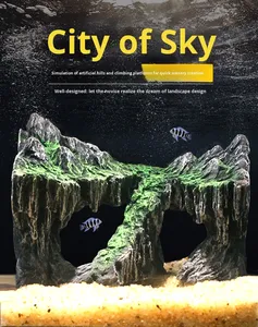 Acquario accessori-artificiale picco di montagna decorazione di piante acquatiche ornamento acquario acquario paesaggistico nascondiglio roccioso grotta muschio - Product Image 1