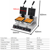 Vente flash : Gaufrier professionnel 3000W à double plaque, en acier inoxydable, pour restaurants et snack-bars