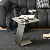 Table basse de balcon de style industriel et luxueux pour usage commercial - Mocha et table basse avec base en acier inoxydable