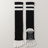 Chaussettes de yoga professionnelles à cinq doigts pour femmes Long Crew Antidérapant Pilates Pression Mollet Chaussettes Sport Coton Printemps Automne Logo