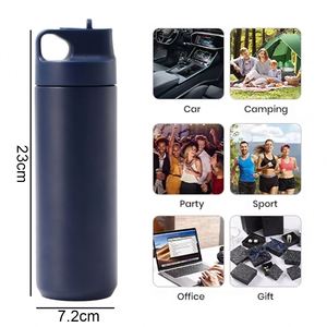 Custom Vacuum Flask Hot Drinks Insulated Travel Mug <b>with</b> Flip <b>Straw</b> Water Bottle Press Button Stainless Steel <b>Coffee</b> Tumbler <b>Cup</b> - Product Image 3