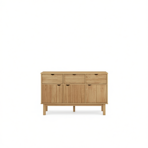 Credenza in Legno di Pino Massiccio, Tono Naturale Medio, Struttura in Legno Ingegnerizzato, Design Moderno Scandinavo, Arredamento per la Casa - Product Image 1