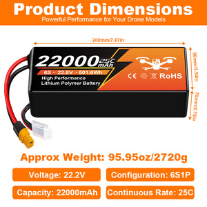NewYenk üretici OEM/ODM yüksek kalite <span class=keywords><strong>6S</strong></span> 12S <span class=keywords><strong>22</strong></span>.8V 22000Mah 25C İha Drone katı hal pil - Product Image 3