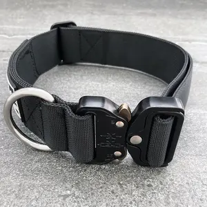 Heavy Duty Tactical Pet Collars Nylon Weave Design Collars Walk Dog Luxury Dog Training Collar Personalized RIBBONS Solid Derun