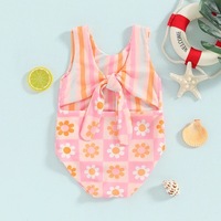 2025 été filles une pièce maillots de bain maillots de bain enfants Bikini maillot de bain réversible à carreaux marguerite Floral bébé filles maillot de bain