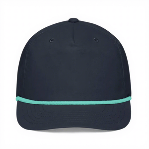 Casquette plate en gros à 5 panneaux structurée, casquette snapback respirante en polyester avec logo brodé, couvre-chef de sport ajustable - Product Image 4
