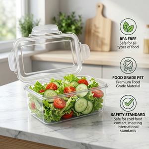 Juego de 3 Recipientes Transparentes para Almacenamiento de Alimentos, Recipientes Rectangulares con Tapas Herméticas y Antiderrames, Tapas Libres de BPA - Product Image 2