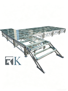 เวทีแบบพกพาสำหรับงานหนัก ทำจากอลูมิเนียมอัลลอยด์ พร้อมพื้นกระจกแบบกำหนดเอง สำหรับคอนเสิร์ต งานแต่งงาน และกิจกรรมกลางแจ้ง - Product Image 2