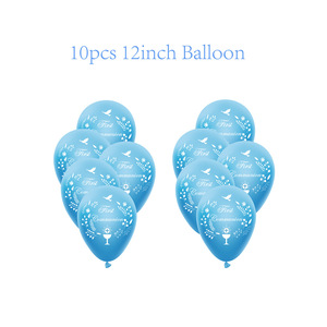 Conjunto de decoración para fiesta de <span class=keywords><strong>primera</strong></span> comunión de bebé, cartel de bautismo de bebé, globos de látex de 12 pulgadas, decoración de papel para magdalenas, 17 Uds. - Product Image 5