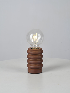 Lampe de table en bois moderne, ampoule LED E27, 2700K blanc chaud, base cylindrique ronde, couleur chocolat, utilisation en intérieur, salon - Product Image 1