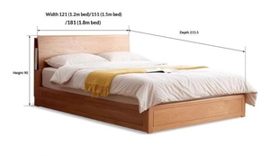 <strong>Solid</strong> Oak <strong>Wood</strong> Contemporary Double <strong>Bed</strong> Frame Modern Minimalist Nordic Design with Multifunctional Storage <strong>Box</strong> - Product Image 4