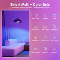 Bombilla LED Inteligente RGB con Control WIFI Alexa, Bombilla E27 con Control Inalámbrico por Aplicación, Bombilla LED Ajustable