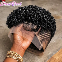 Perruques Courtes Pixie de 10 Pouces en Cheveux Humains, Perruques Afro Bouclées, Perruques Pixie Entièrement en Dentelle, Couleur Naturelle pour Femmes Noires