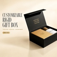Boîte rigide noire mate de qualité supérieure - Impression personnalisée en feuille d'or, étui de présentation haut de gamme pour cosmétiques, structure robuste, respectueux de l'environnement