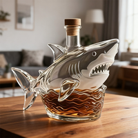 Petite bouteille de vin 320ml bouteilles de vin en verre drôle créatif forme de requin esprit whisky carafe