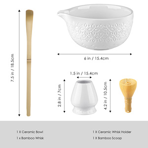 Juego de Té Matcha Japonés de 4 Piezas con Tazón de Polipropileno Grabado con Diseño de Mariposa, Batidor de PP para Ceremonia del Té, Café y Té - Product Image 2