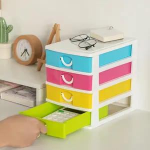 Pabrik 4 Lapisan Multi-fungsi Stackable Makeup Desktop Laci Penyimpanan Plastik Kotak Organizer dengan Laci