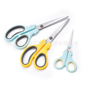 Ciseaux multifonctionnels en acier inoxydable de 8,5 pouces, poignée bleue et jaune, pour bureau et usage domestique, outils de coupe de papier, directement de l'usine - Product Image 4