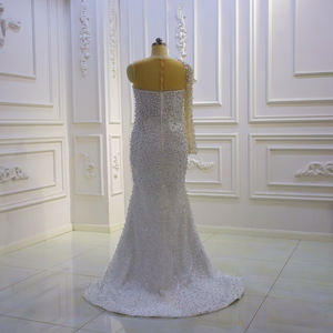 Jancember LSCJ64 Chic un hombro lleno de perlas sirena vestidos de novia vestidos - Product Image 5