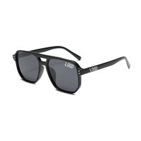 2024 à la mode Double pont luxe carré lunettes de soleil polarisées pour femmes surdimensionné Logo personnalisé cadre lunettes de soleil pour hommes femmes
