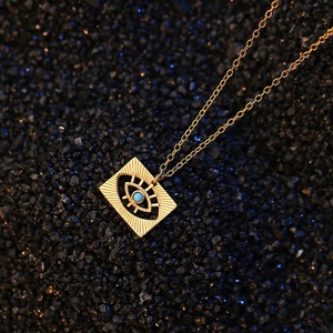 Damila 925 joyería de declaración de plata esterlina 18K chapado en oro ahueca hacia fuera turquesa mal de ojo cuadrado moneda collar mujeres - Product Image 5