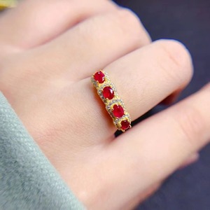 Giá Tốt Đồ Trang Sức Tốt Đá Quý Tự Nhiên Của Ruby 925 Sterling Silver Bạc Tùy Chỉnh Có Thể Điều Chỉnh Sang Trọng Chính Hãng Cưới Của Ruby Nhẫn Thiết lập - Product Image 4