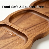 Plateau à sauce en bois d'acacia à 3 compartiments, plateau de service divisé, plateau en bois divisé pour les collations et les apéritifs