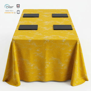 Elegante Mantel Rectangular Negro de 8 pies, Impermeable y Ecológico, de Poliéster Jacquard, para Ferias Comerciales, Personalizable - Product Image 1