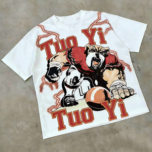 T-shirt Hip Hop Personalizzata con Strass, Stile Vintage Effetto Lavaggio Acido, Collo Tondo, Cotone Pesante 100%, Stampa DTG, Vestibilità Regolare, Maglietta Grafica - Product Image 2