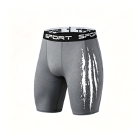 Shorts de compression pour hommes en gros, séchage rapide, anti-humidité, imprimé blanc, pour la gym, la course, le basketball et l'entraînement