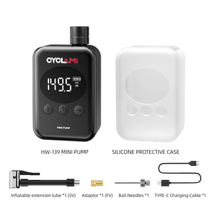 CYCLAMI Pompe à air électrique portable personnalisée 150 PSI pour <span class=keywords><strong>vélo</strong></span>, mini manomètre numérique LCD, adaptateur de <span class=keywords><strong>valve</strong></span> Type-C haute performance - Product Image 6