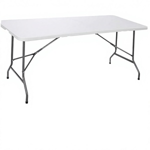 Table de pique-nique moderne en plastique pour l'extérieur avec structure métallique, design pliable pour villa - Utilisation pour la restauration et les repas - Product Image 4