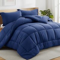 Couettes Bohèmes Premium Solides avec Rembourrage Anti-Bactérien – Indispensable pour l'Automne/Hiver – Ensemble Couette Bleu Marine pour la Maison et les Mariages