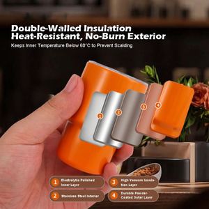 Thermos portable pour voiture en acier inoxydable de 3 oz avec poignée, isolation sous vide, tasse à expresso de 90 ml, tasse cadeau, sans BPA, écologique - Product Image 2