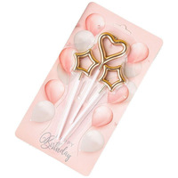 Bougies d'anniversaire en forme d'étoile, de fontaine à étincelles et de cœur, fournitures de décoration pour gâteaux de fête et de mariage avec options lumineuses qui brillent dans le noir