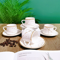 Vente en gros de 12 pièces ensemble de tasses et soucoupes en céramique services à café et thé turcs avec boîte-cadeau pour les occasions