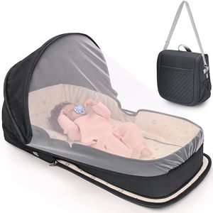 Lit de voyage portable pour bébé de 0 à 8 mois, lit bébé portable, lit bébé à co-dormir avec moustiquaire, léger et pliable - Product Image 1