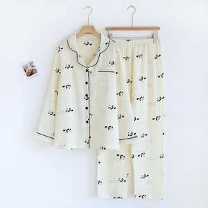 2025 nuova moda semplice e elegante pigiami da donna 100% in cotone crêpe <span class=keywords><strong>Panda</strong></span> modello Casual da donna per la casa - Product Image 2